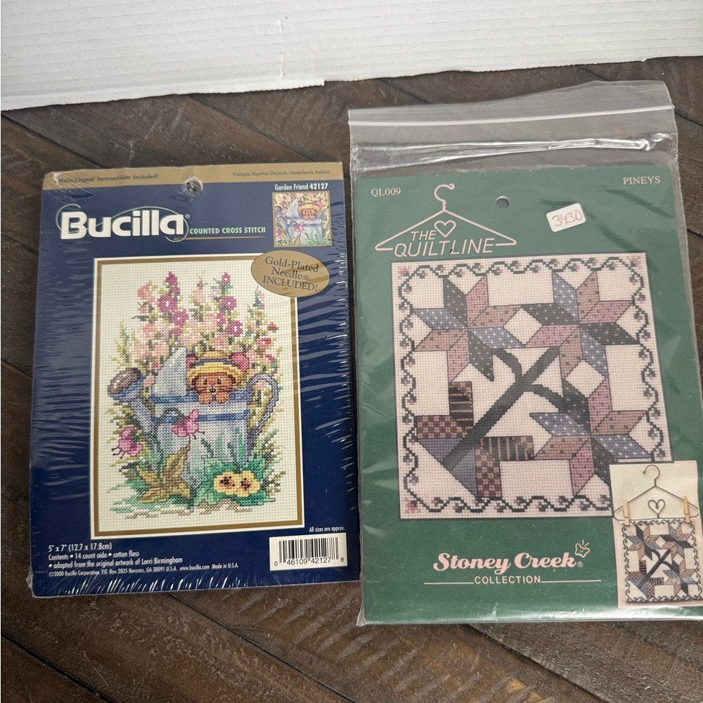 Bucilla Cross Stitch Kit with Floral and Bear Design